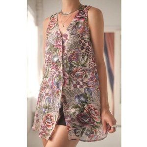 90s Gold Label Victoria's Secret Nightie Vintage Rose Button Up - Petite Small